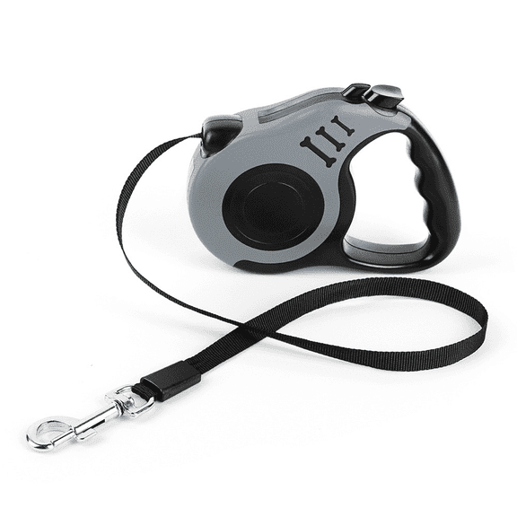 GASTROPOD Retractable Dog Leash 5M Durable Nylon Rope Pet Walking Lead with Brake Button for Outdoor Training Park Grey