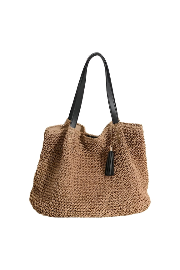 Retro Straw Shoulder Bags for Women Woven Summer Beach Tote Bag Purse Large Handbag Top Handle Satchel Vacation Woven Bag