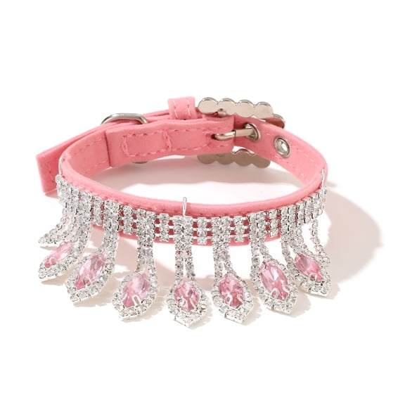 GASTROPOD Rhinestone Cat Dog Collar Cute Sparkling Crystal Kitten Necklaces Soft Adjustable Leather Puppy Collars Diamond Pendant Pet Collars for Small Dogs Cats