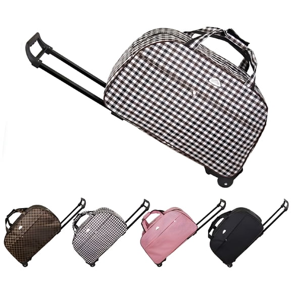 GASTROPOD Rolling Duffle Bag with Wheels, 24" Trolley Travel Bag, Carry on Luggage Travel Suitcase, Overnight Weekender Bag for Unisex Adult, Underseat Luggage with Wheels (Gray and White Lattice)