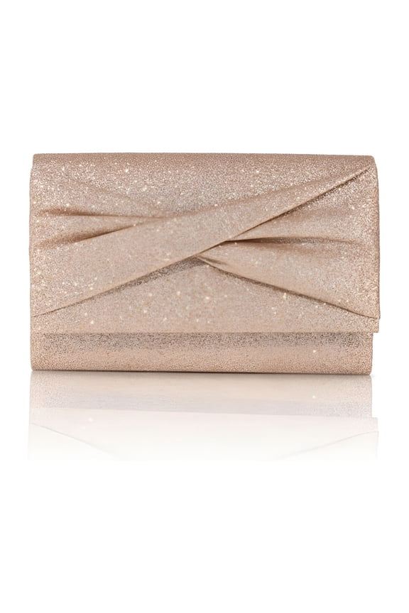 Rose Gold Clutch Purses for Women, Evening Handbags with Detachable Chain for Wedding Party, WomenS Small Sequin Champagne Clutch
