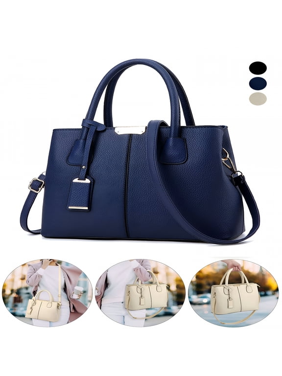 Satchel Handbags Top Handle Purse Medium Tote Bag Crossbody Purses Shoulder Bag for Work Office Daily,Navy