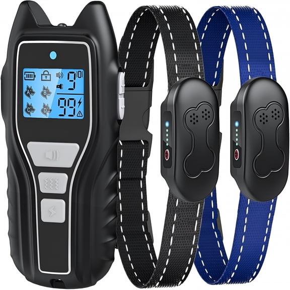GASTROPOD Shock Collar for 2 Dogs(15-120Lbs)2000Ft Dog Shock Collar with Remote Control Ipx7 Waterproof Dog Training Collar with Remote 4 Safe Modes Rechargeable Lock Flash Light for All Breeds Gray