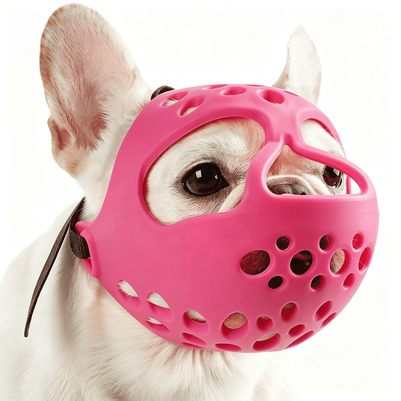 GASTROPOD Short Snout Dog Muzzle,Soft Silicone Flat Faced Muzzle for French Bulldog Shih Tzu and Pug for Biting Chewing Licking and Grooming,Allows Panting (M,Hot Pink)