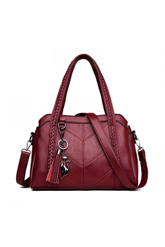 Shoulder Bag,Bag Surface Shoulder Purse,Woven Decoration Womens Handbags and Purses,Red