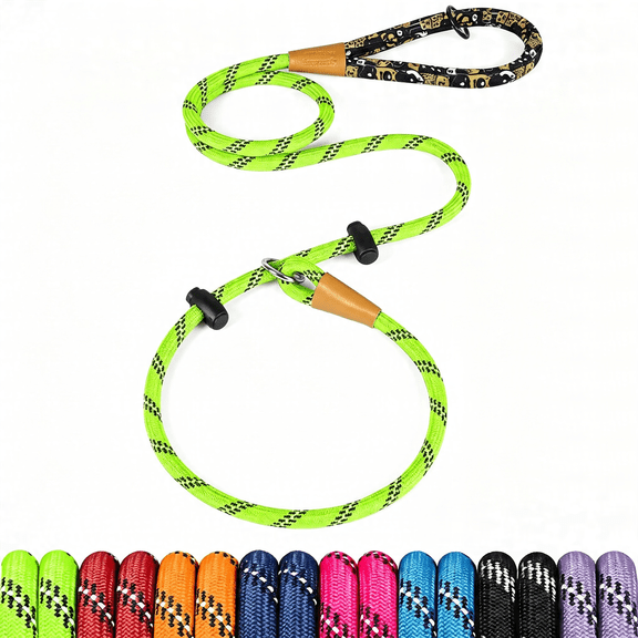 GASTROPOD Slip Lead Dog Leash Reflective, Heavy Duty Comfortable Strong Rope Leash for Large Medium Small Dogs No Pull Training (Light Green, Small 3/8In X 6Ft-Slip Lead)