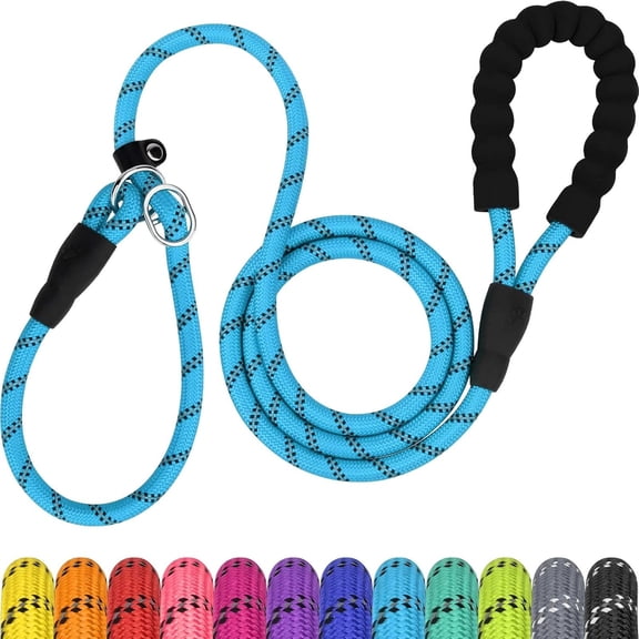 GASTROPOD Slip Lead for Dogs, No Pull Training Leash, Padded Handle (Blue) | Braided Climbing Rope, Reflective Stitching, 6 Ft, Fits Small to Large Dogs Up to 250 Lbs, Cushioned Grip, No Leash Burn