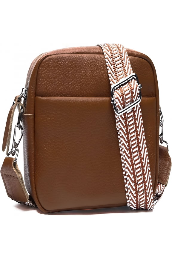 Small Crossbody Bags for Women Genuine Leather, Guitar Strap Shoulder Handbag Purse Camera Bag with RFID Card Slots