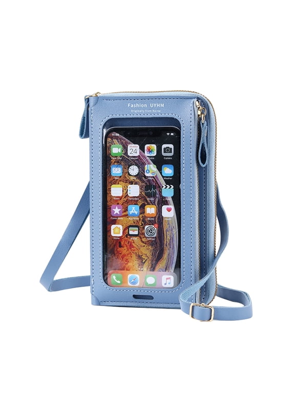 Small Crossbody Cell Phone Purse for Women,Phone Bag with Clear Touch Screen Window,Mini Shoulder Bag Wallet Handbag with Credit Card Slots