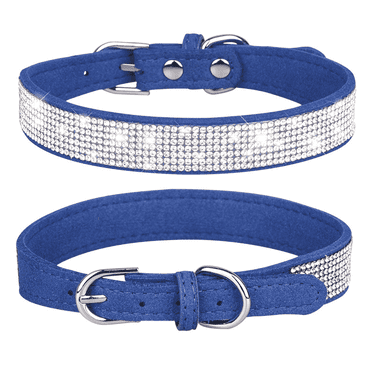 GASTROPOD Small Dog Collar,Faux Suede Dog Collar with Rhinestones and Bow Decoration,Adjustable Small Dog Collar