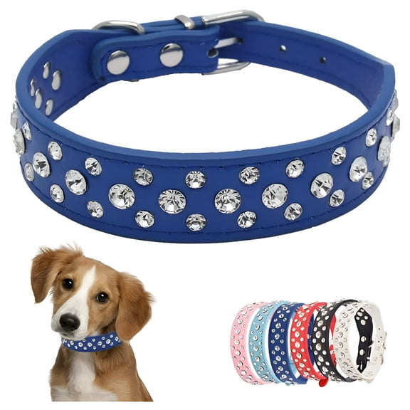 GASTROPOD Small Dog Collar for Female Dogs, Bling Puppy Collar Faux Leather Fancy Diamond Crystal Glitter Pretty Jewel Rhinestone Cat Collars for Xxs Xs Small Medium Large Pet Girl Dogs