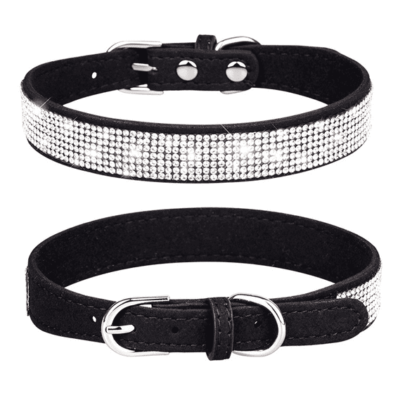 GASTROPOD Small Dog Collar,Plush Faux Suede Dog Collar Adorned with Shimmering Rhinestones,Adjustable Small Dog Collar with Reliable Buckle