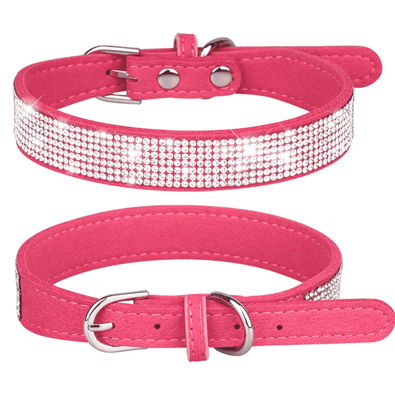 GASTROPOD Small Dog Collar,Soft Faux Suede Dog Collar Featuring Rhinestones and Adorable Bow