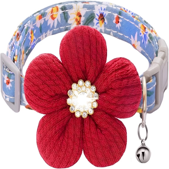 GASTROPOD Small Dog Collar with Flower,Spring Dog Collar for Girl Dogs Cute Dog Collar with Bell,Adjustable Length