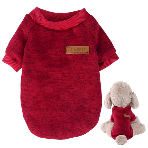 GASTROPOD Small Dog Sweater,Fleece Crew Neck Dog Clothes for Small Dogs,Winter Warm Fleece Dog Sweater,Dog Clothes for French Bulldog Pug Poodle,Red,S