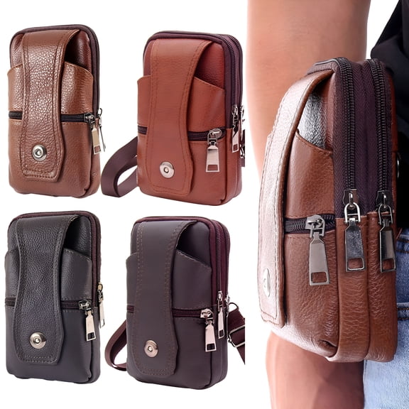 GASTROPOD Small Leather Belt Bag Phone Wallet Purse for Men - Waist Bag Mobile Phone Card Holder Case Pouch Travel Messenger Pouch