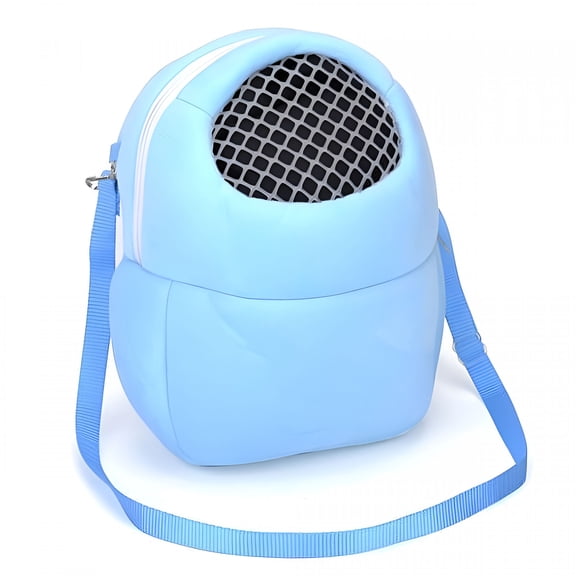 GASTROPOD Small Pet Carrier Bag, Breathable Travel Backpack for Hamster, Guinea Pig, Chinchilla, Hedgehog, and Rabbit, Warm Plush Sling with Adjustable Strap (Blue, Size L)