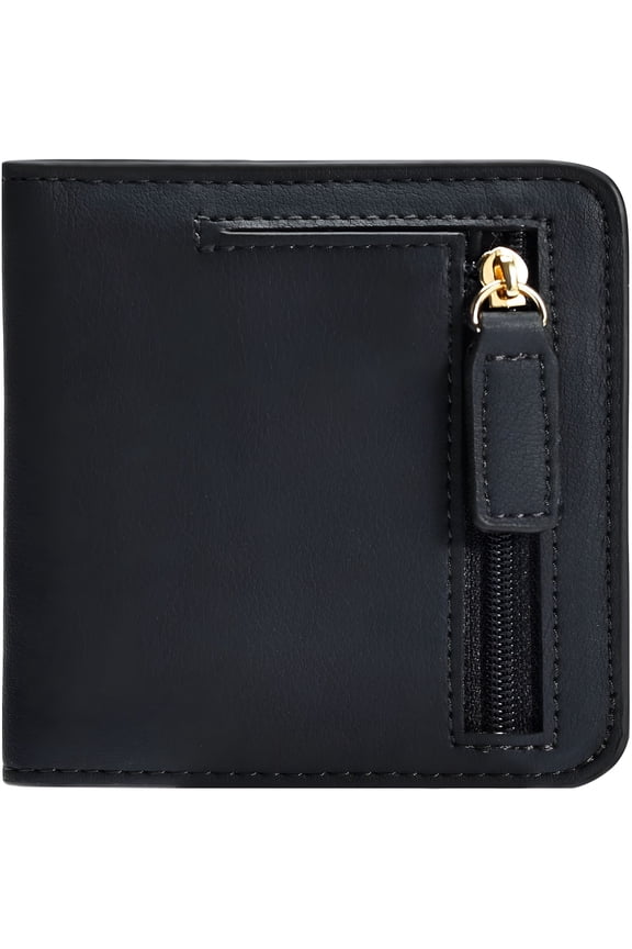 Small Wallet for Women,Slim Bifold Credit Card Holder,Compact Rfid Blocking Cash Wallet,Billfolds Thin Leather Zipper Pocket,Mini Wallet Gift for Ladies Teen Girls Travel with Id Window