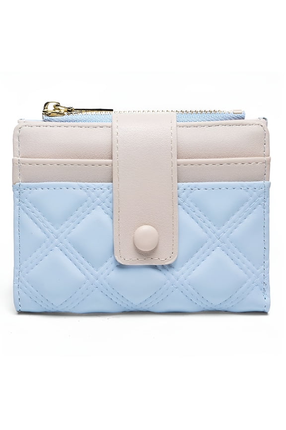 Small Wallet for Women,Leather Rfid Blocking Credit Card Holder Wallet,Zipper Pocket Wallet Coin Purse (Blue)
