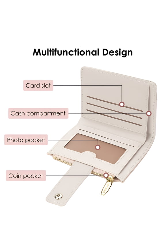 Small Wallet for Women,Leather Rfid Blocking Credit Card Holder Wallet,Zipper Pocket Wallet Coin Purse (Pink)