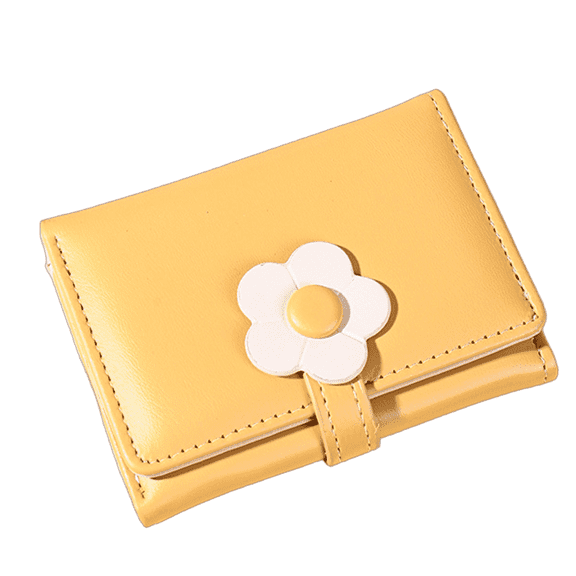 GASTROPOD Small Wallets Woman,Student Wallet Card Holder Walletfor Women,Simple and Cute Flowers Small Walletfor Women,Walletfor Girls,Yellow