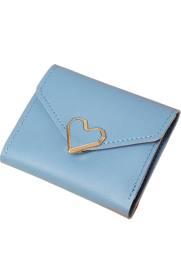 Small Wallets Woman Stylish Metal Heart Card Holder for Women Convenient Card Storage Small Womens Wallet Blue