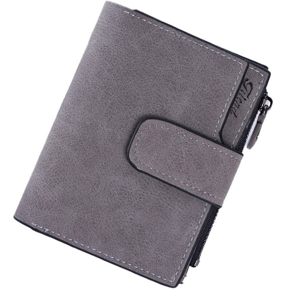 GASTROPOD Small Womens Wallet Korean Retro Style Small Wallet Smooth Zipper Small Wallet for Women Gray