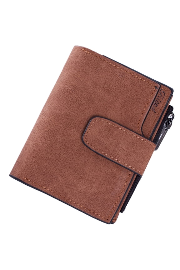 Small Womens Wallet Smooth Zipper Small Wallet Korean Retro Style Small Wallet for Women Brown