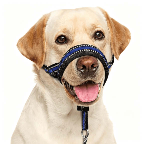 GASTROPOD Soft Dog Head Collar, Patented Padded No Pull Head Halter, Training Nose Leash with Safety Link for Medium Large Dogs, Adjustable Muzzle Leash, Easy Control for Walking(Blue, M)