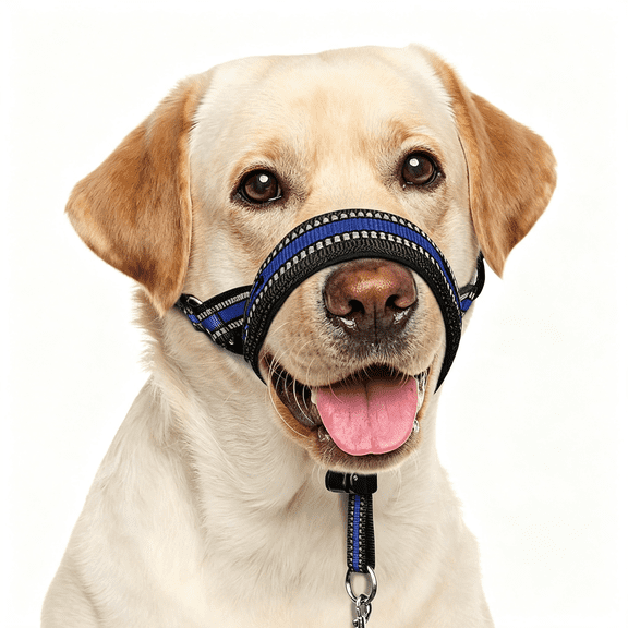 GASTROPOD Soft Dog Head Collar, Patented Padded No Pull Head Halter, Training Nose Leash with Safety Link for Medium Large Dogs, Adjustable Muzzle Leash, Easy Control for Walking(Blue, L)