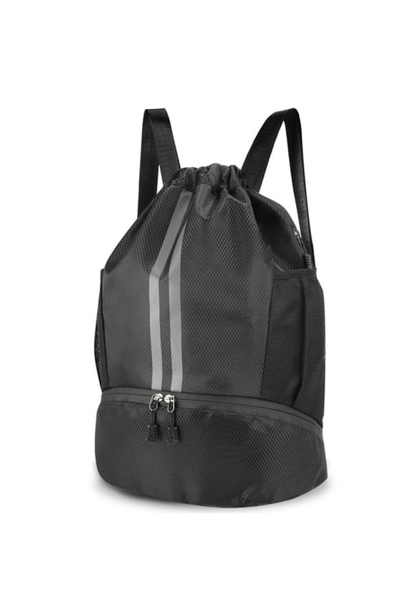 Sports Drawstring Backpack,Waterproof Gym Backpack,Swim Bag with Shoes Compartment,Pull String Sport Bag for Soccer and Basketball