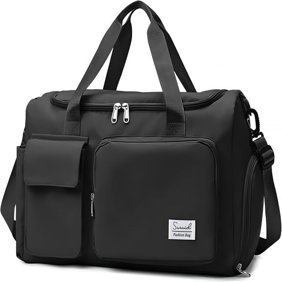 GASTROPOD Sports Gym Duffel Bag with Shoes Compartment and Dry Wet Separated Pocket for Men and Women - Overnight Weekender Training Handbag Yoga Bag - Black