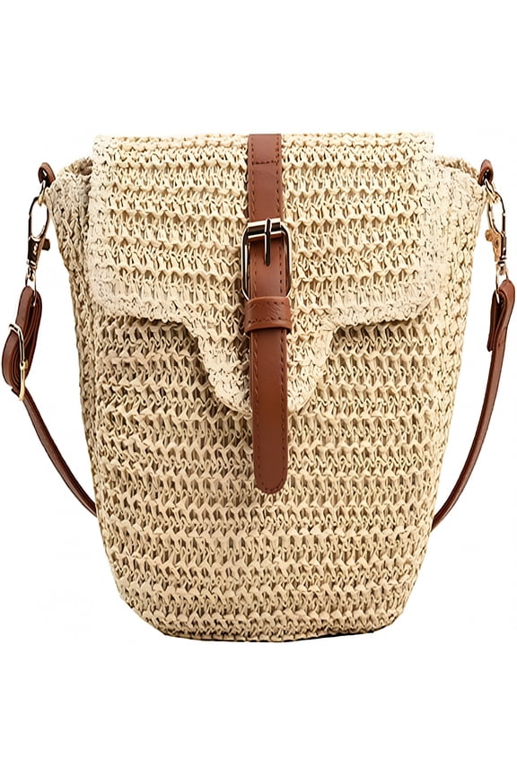 Straw Beach Bags For Women Summer Straw Cross-body Bag Raffia Handbag Shoulder Bag Bucket Bag Dumpling Rattan Purse