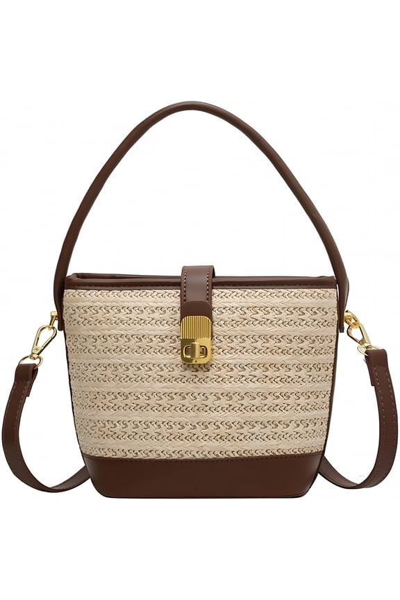 Straw Beach Bags for Women Rattan Purse Summer Straw Cross-Body Bag Raffia Handbag Purses Shoulder Bag Small Bucket Bag