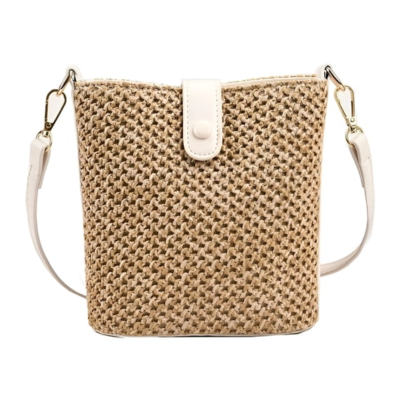 GASTROPOD Straw Beach Bags for Women Rattan Purse Summer Straw Cross-Body Bag Raffia Handbag Purses Shoulder Bag Small Bucket Bag