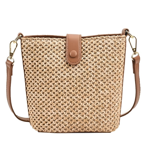 GASTROPOD Straw Beach Bags for Women Rattan Purse Summer Straw Cross-Body Bag Raffia Handbag Purses Shoulder Bag Small Bucket Bag