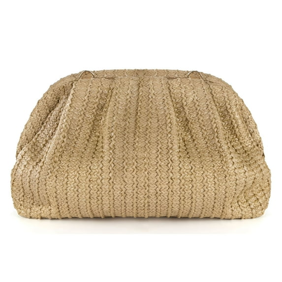 GASTROPOD Straw Clutch Purses Women Summer Cloud Bag Dumpling Pearl Handbag Woven Crossbody Chain Shoulder Beach Wallet Pearl Clutch