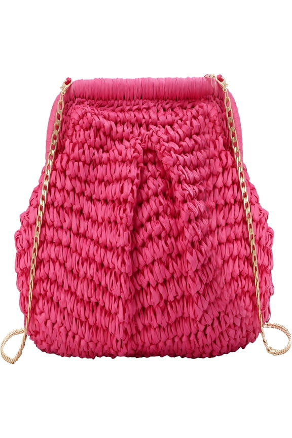 Straw Dumpling Clutch Purse, Summer Vacation Beach Crossbody Bag for Women, Raffia Wicker Rattan Woven Clutch