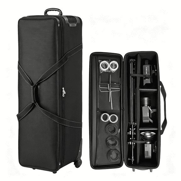 GASTROPOD Studio Equipment Trolley Case,51.57X14.37X14.96 In/131X36.5X38 Cm,Rolling Camera Bag,Carrying Bag with Wheels Straps Padded Compartment Handle,For Light Stands,Tripods,Telescopes