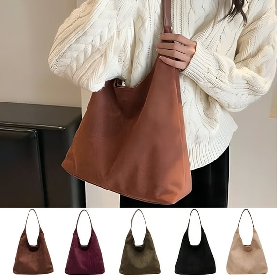 GASTROPOD Suede Bags for Women, Tote Bags for Women, Suede Retro Slouchy Bag, Shoulder Bag Slouchy Bags (Black)