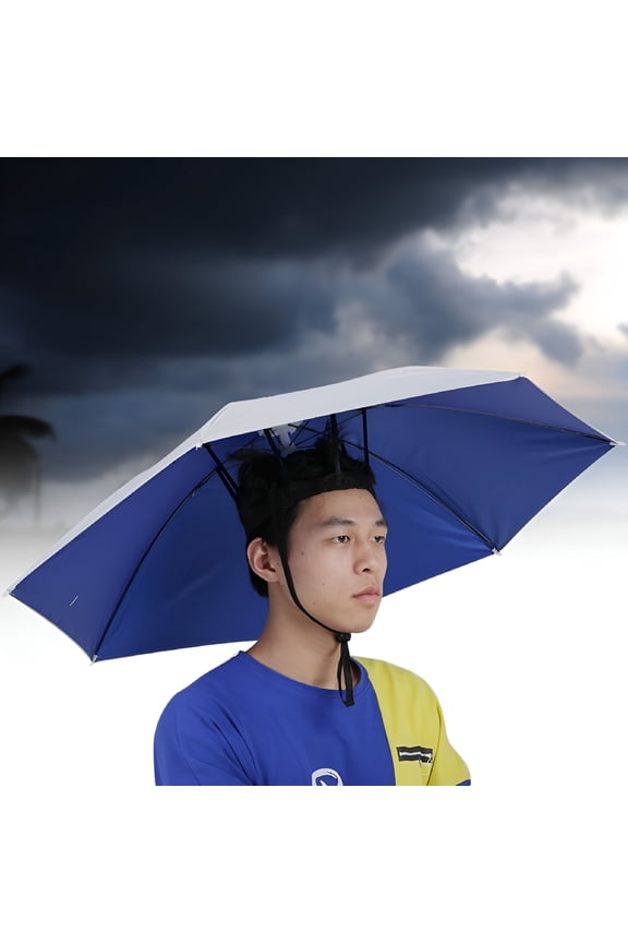 Sun Umbrella, Fishing Umbrella, 77cm Sunscreen Windproof Head-Mounted Umbrella Top Folding Hat Umbrella