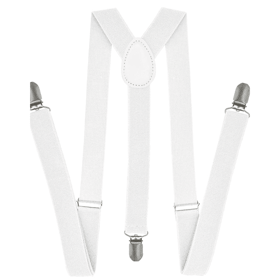 GASTROPOD Suspenders for Men Adjustable Men's Suspenders Clips Elastic Polyester Strong Flexibility Solid Color Suspenders for Men Heavy Duty 110cm*2.5cm,White