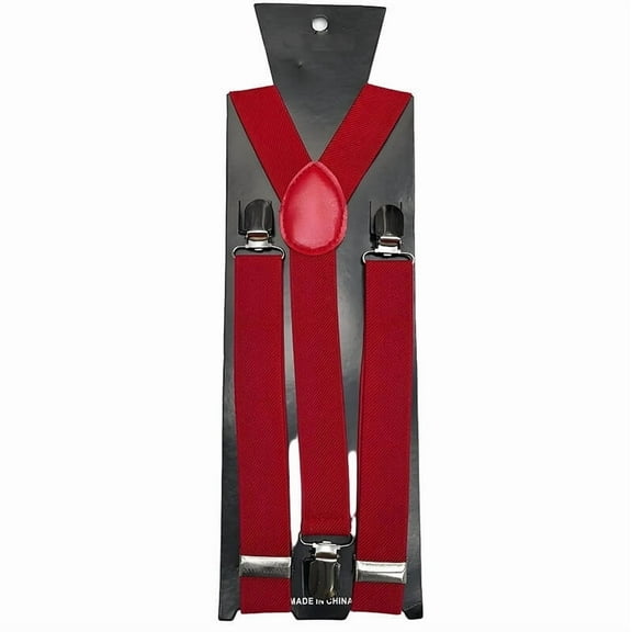 GASTROPOD Suspenders for Men Elastic Polyester Strap Adjustable Length Suspenders for Men Heavy Duty 3 Clips Pure Color Men's Suspenders 2.5x100cm,Red