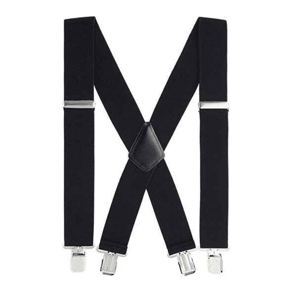 AUQCO Suspenders for Men Adjustable 6 Clips Elastic Crossback Heavy Duty Men’s Suspenders,Black