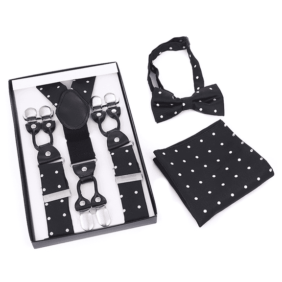 GASTROPOD Suspenders for Men Stylish British Print Suspenders for Men Heavy Duty Polyester and Leather Material Men's Suspenders 3.5x120cm,Black
