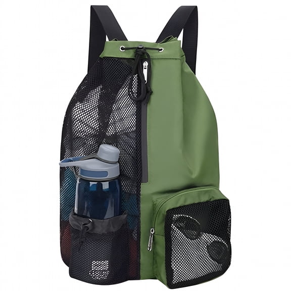 GASTROPOD Swim Bag Mesh Drawstring Backpack with Wet Pocket Multipurpose Lightweight Beach Backpack for Swimming, Gym, and Workout Gear (Green)
