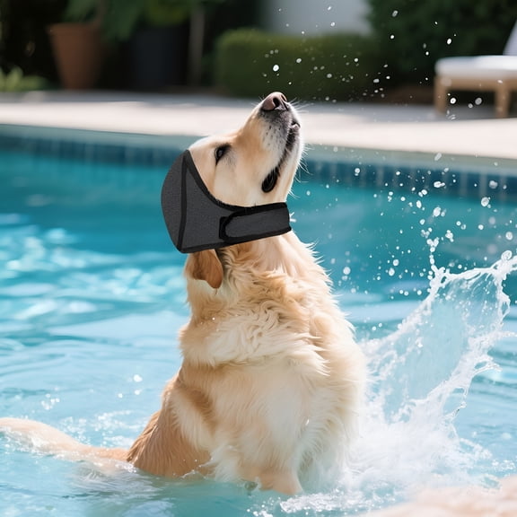 GASTROPOD Swimming Waterproof Dog Ear Cups Calming Large Dog Ears Cover Shower Cap for Ear Protection for Bath for Grooming - Grey L