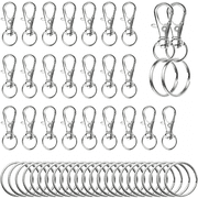 GASTROPOD Swivel Snap Hooks with Split Key Rings Premium Metal Silver Lobster Claw Trigger Clasps for Keychain Clip Lanyard Bag Purse Tag Jewelry Making Crafts