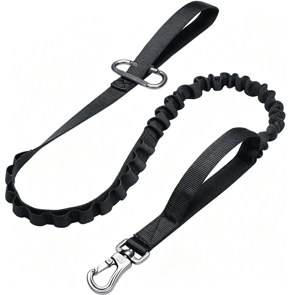 GASTROPOD Tactical Bungee Dog Leash Military Adjustable Dog Leash Quick Release Elastic Leads Rope with 2 Control Handle,Durable Dog Leash(Black
