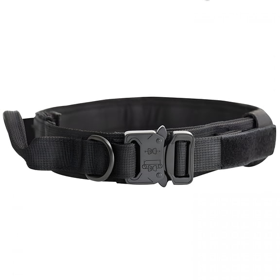 GASTROPOD Tactical Dog Collar,Adjustable Military Training Nylon Dog Collar with Control Handle and Heavy Quick-Release Metal Buckle for Small Medium Large Dogs,Black M
